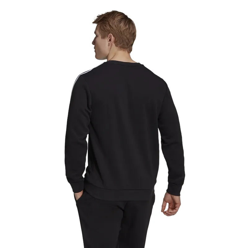 adidas Essentials French Terry 3 Stripe Sweatshirt - Mens - Black/White