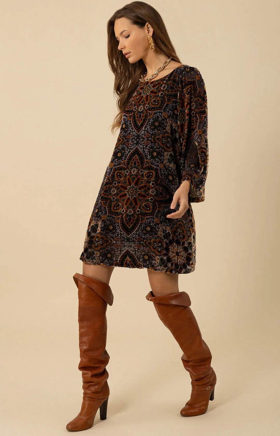 Alora Velvet Burnout Dress