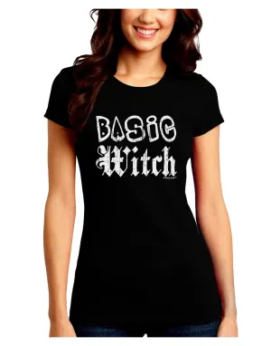 Basic Witch Distressed Juniors Crew Dark T-Shirt