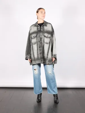 Belted Oversized Denim Jacket in Black Shadow Paint by Melitta Baumeister