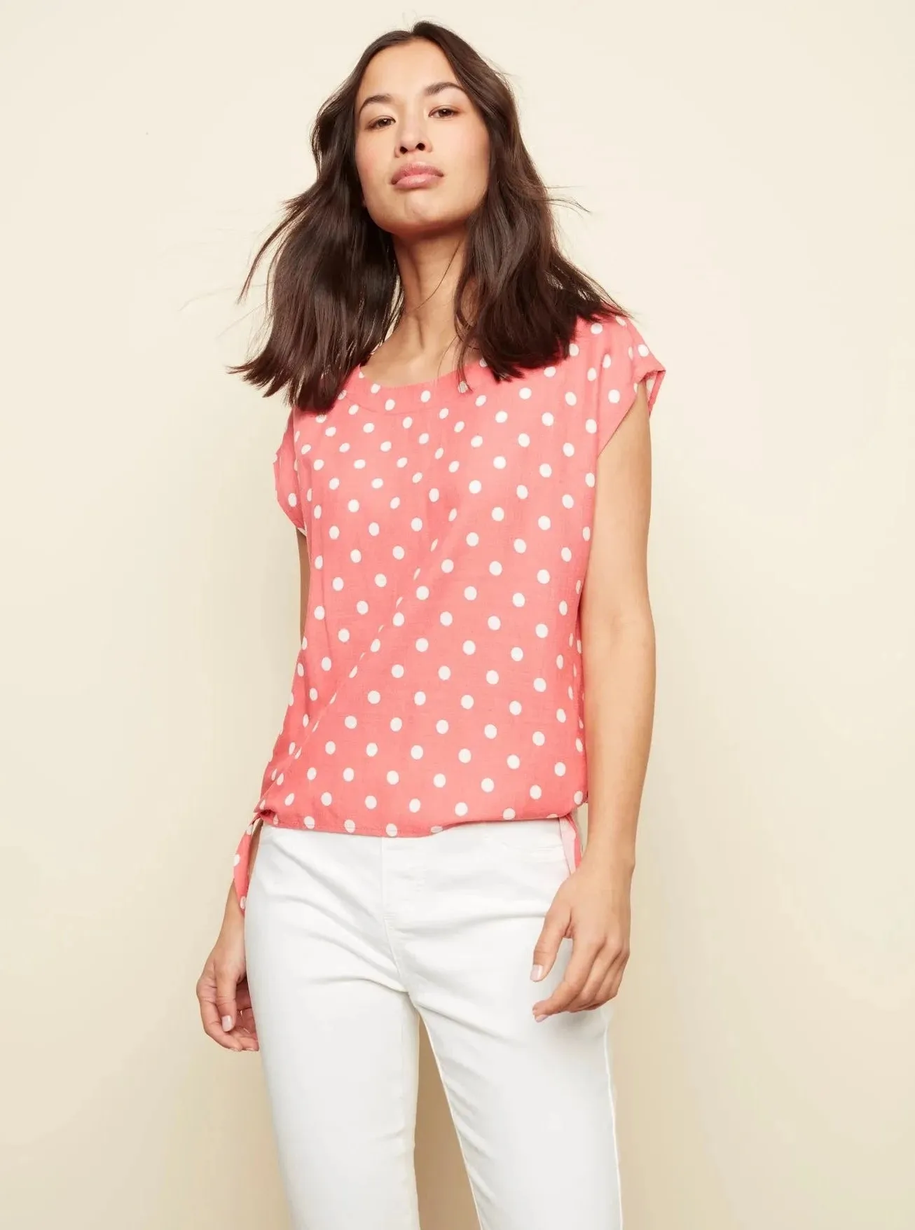 Cap Sleeve With Side Tie [Coral-C4427]