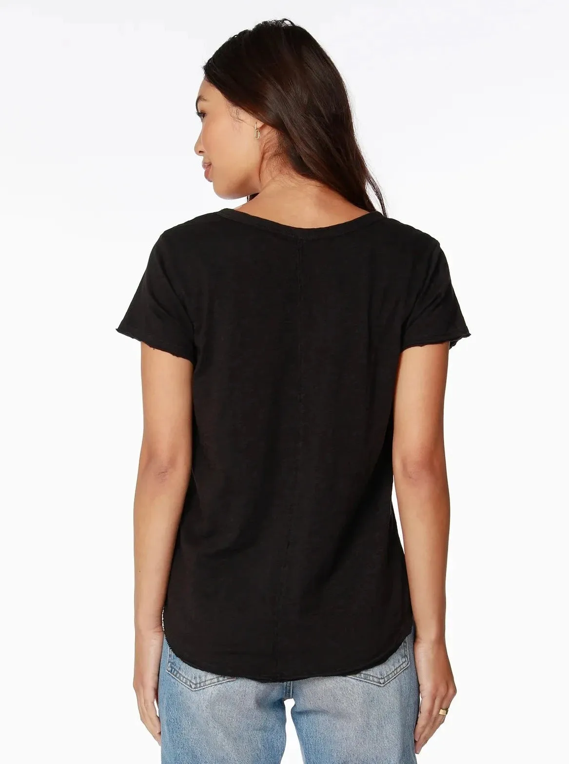 Center Seam VNeck Tee [Black-B-36135]
