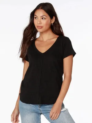 Center Seam VNeck Tee [Black-B-36135]