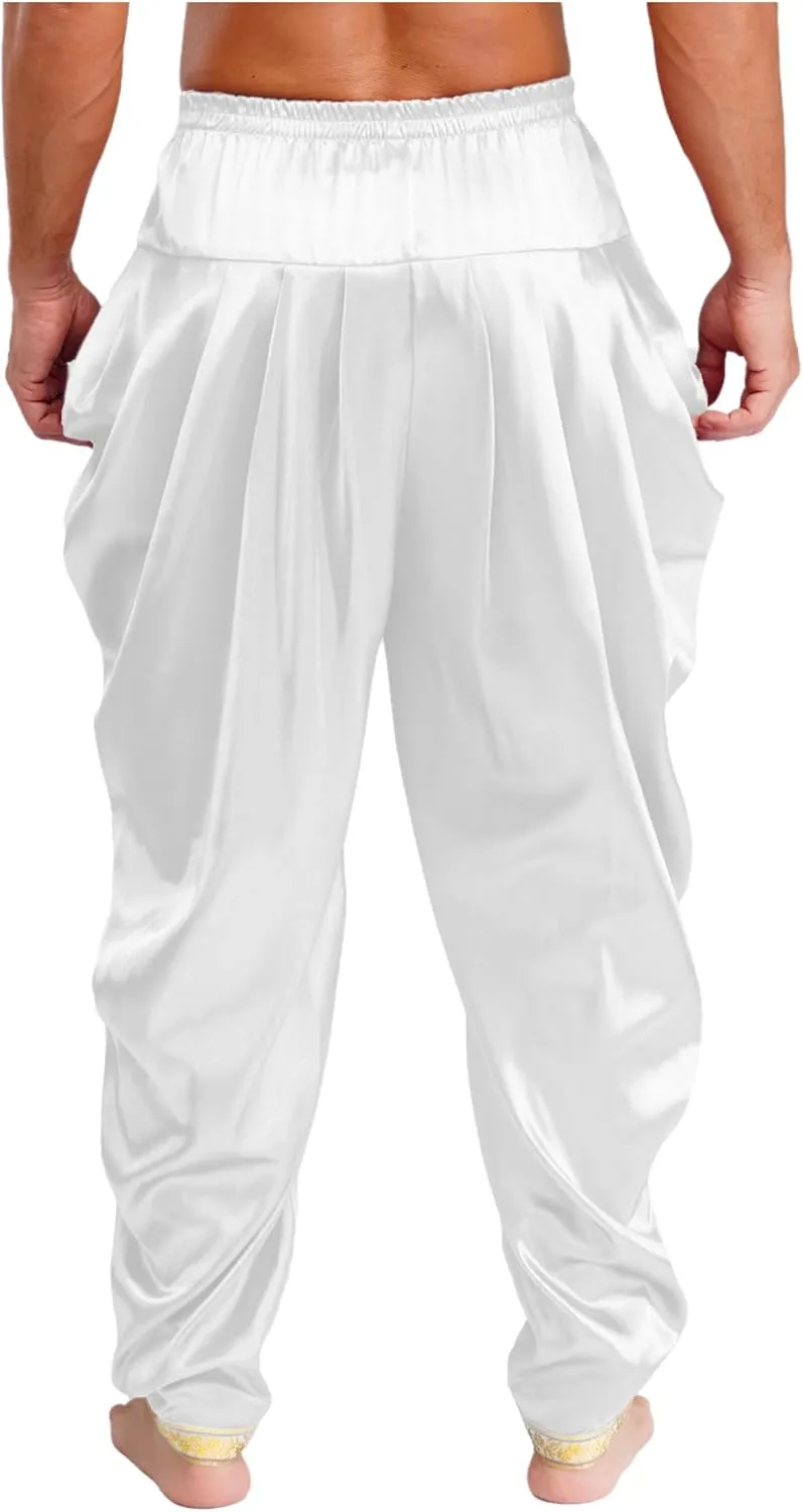 easyforever Men's Satin Harem Pants Lightweight Loose Elastic Waistband Yoga Baggy Trousers