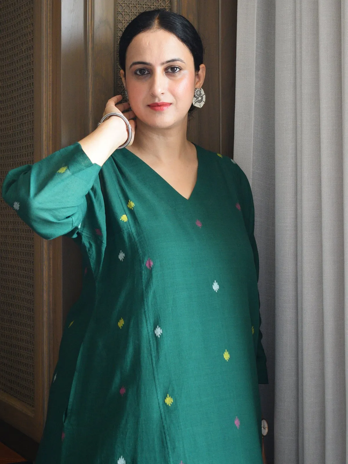 Forest Green Jamdani Phiran Set