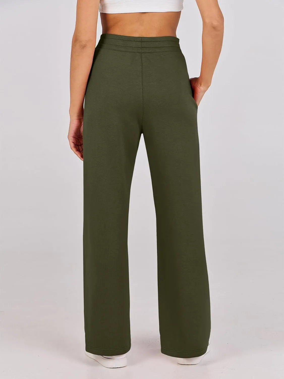 Kubbon Wide Leg Pants for Women High Waist Trousers Adjustable Knotted Comfy Loose Sweatpants Summer Casual Jogging Pants