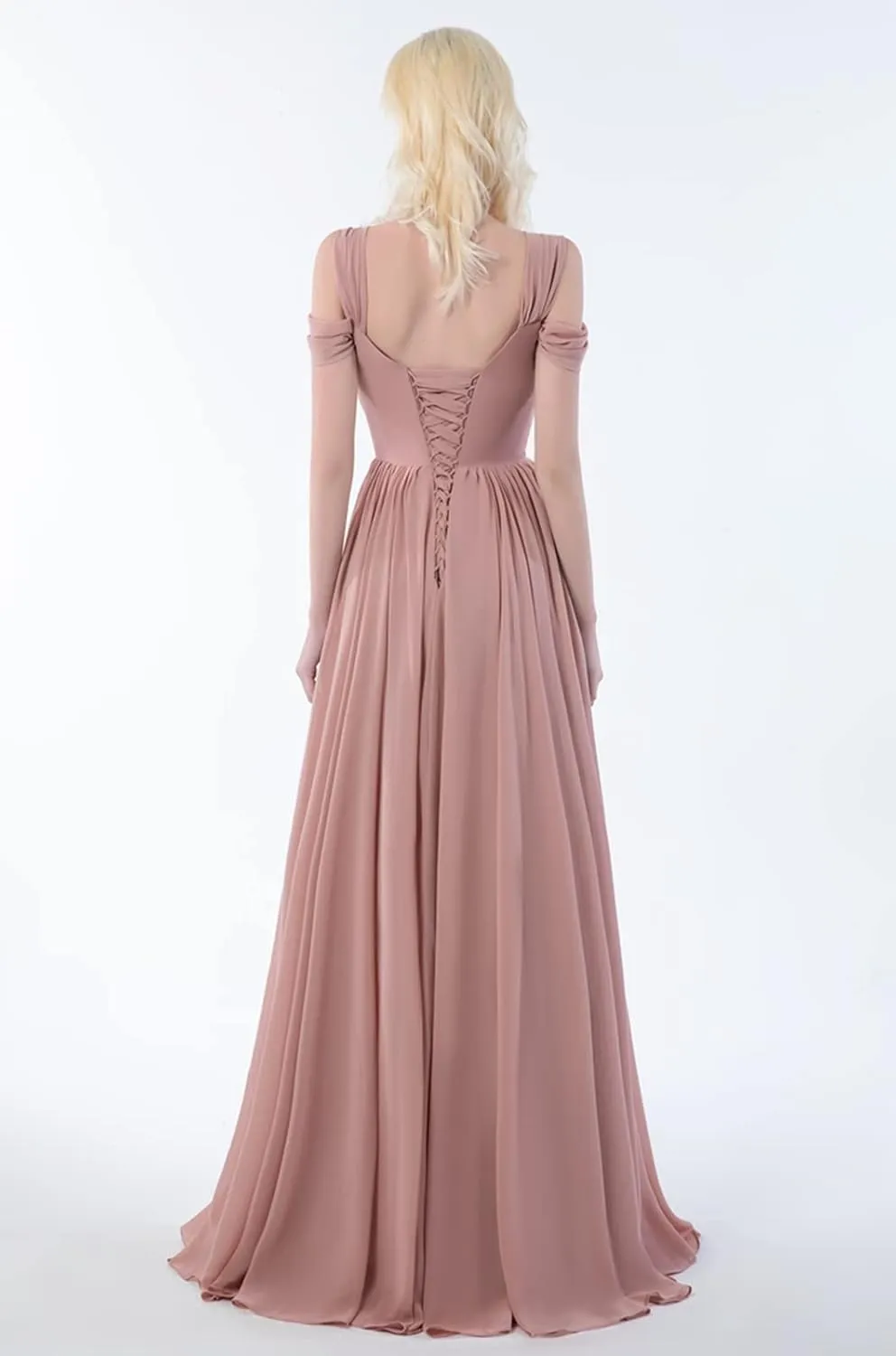 Off The Shoulder Bridesmaid Dresses Long A-line Chiffon Formal Evening Gown