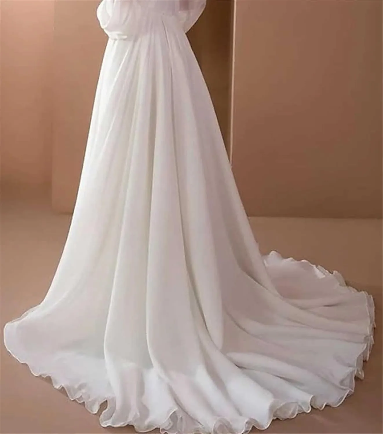 Off The Shoulder Romantic Puff-Sleeve White Wedding Dress A-Line Chiffon Evening Dress Beach Dress Ball Gown 2024