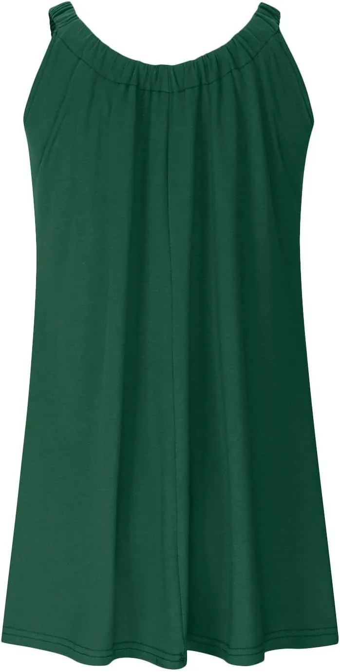 Summer Beach Dresses for Women,2024 Strappy Tank Dress Sleeveless Loose Flowy Mini Sundress Smocked Shift Tunic Dress