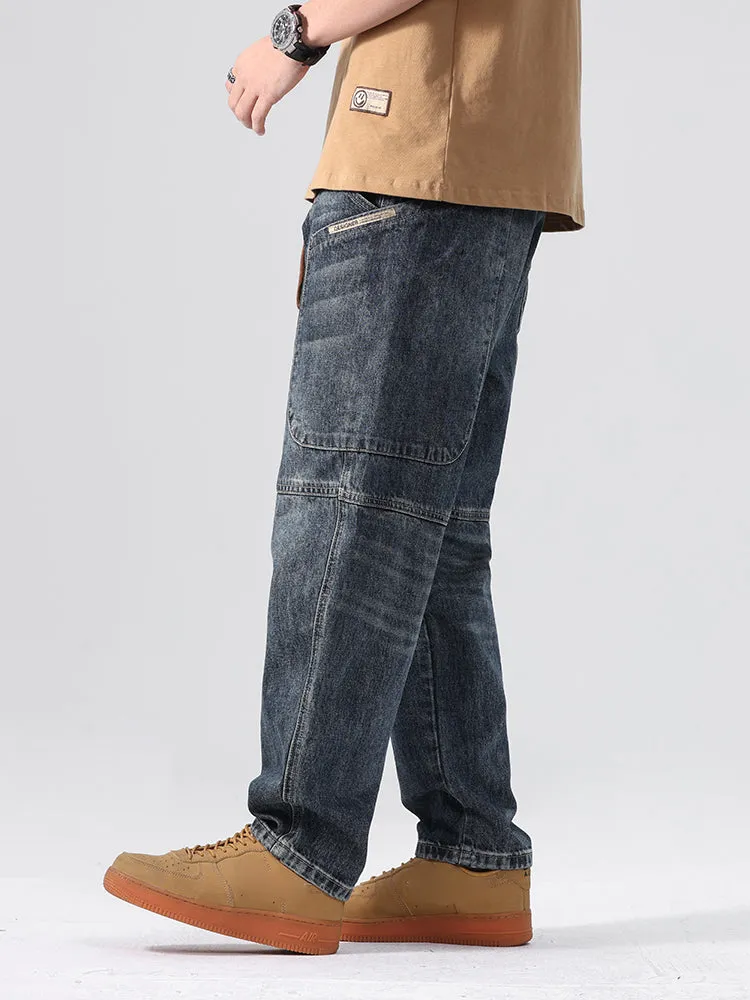 Vintage Straight Leg Loose Fit Casual Wide Men'S Jeans