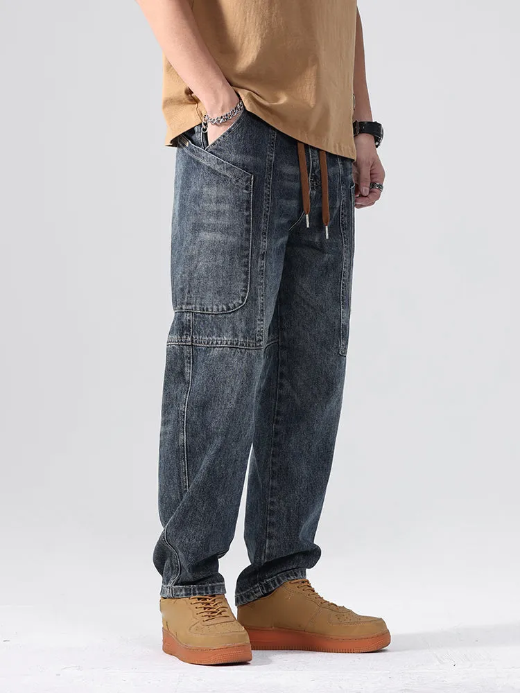 Vintage Straight Leg Loose Fit Casual Wide Men'S Jeans