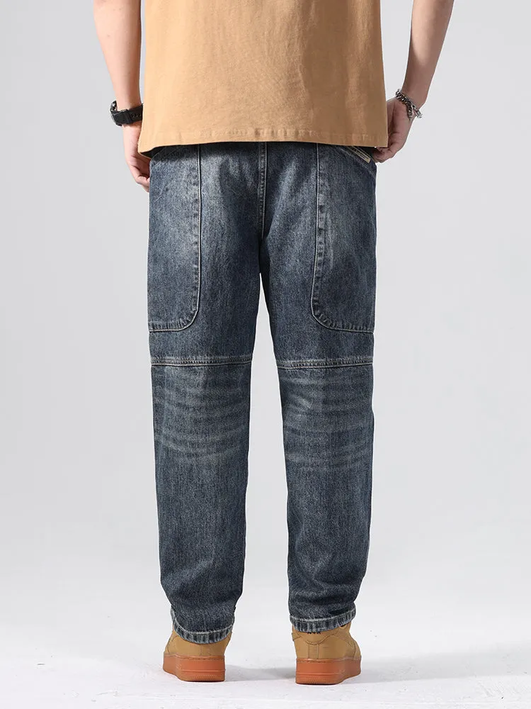 Vintage Straight Leg Loose Fit Casual Wide Men'S Jeans