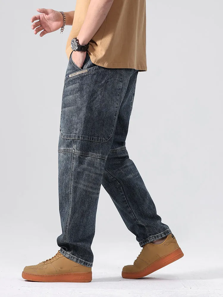 Vintage Straight Leg Loose Fit Casual Wide Men'S Jeans