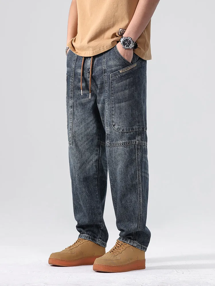 Vintage Straight Leg Loose Fit Casual Wide Men'S Jeans