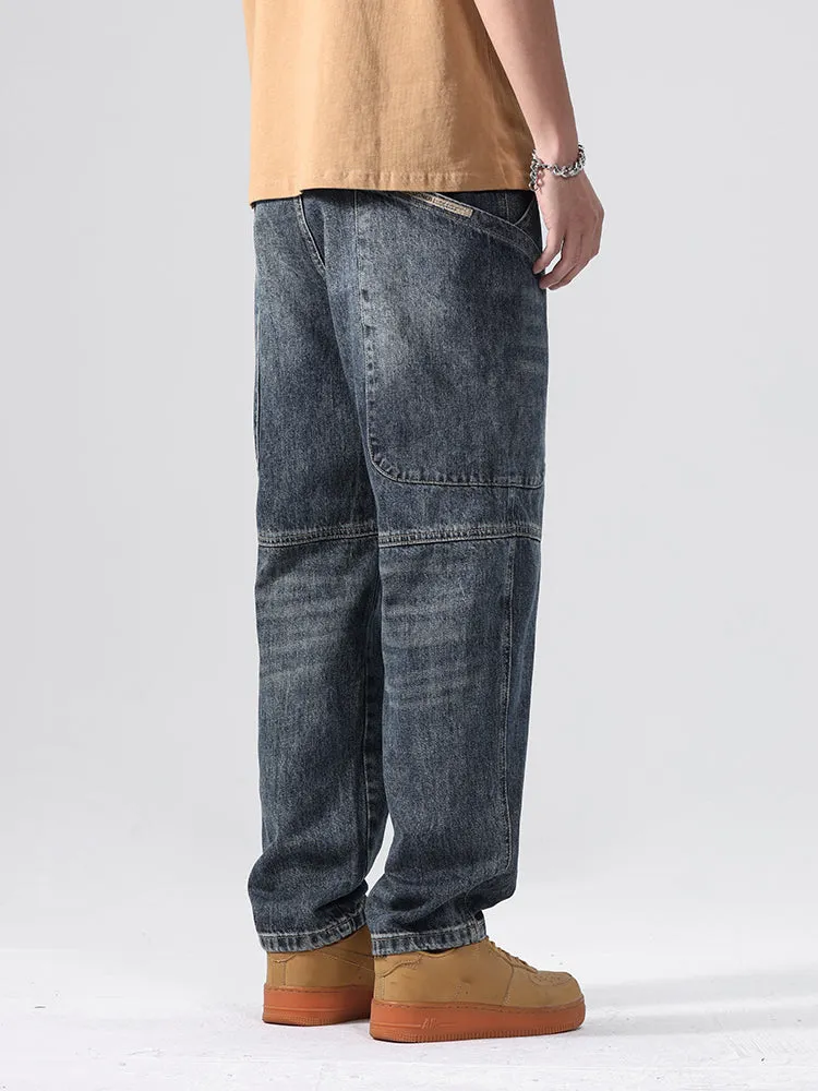 Vintage Straight Leg Loose Fit Casual Wide Men'S Jeans