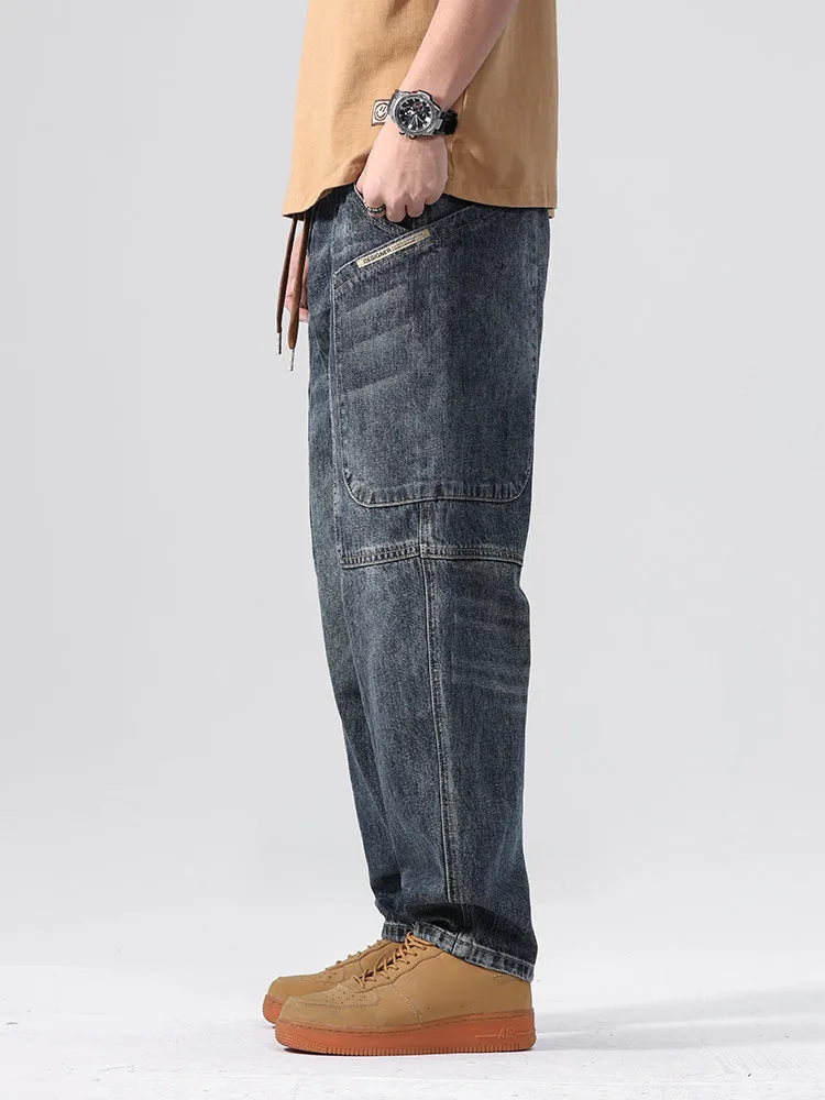 Vintage Straight Leg Loose Fit Casual Wide Men'S Jeans