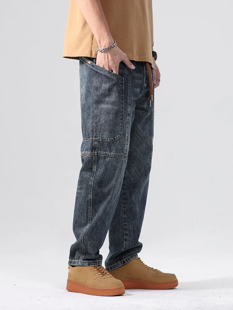 Vintage Straight Leg Loose Fit Casual Wide Men'S Jeans
