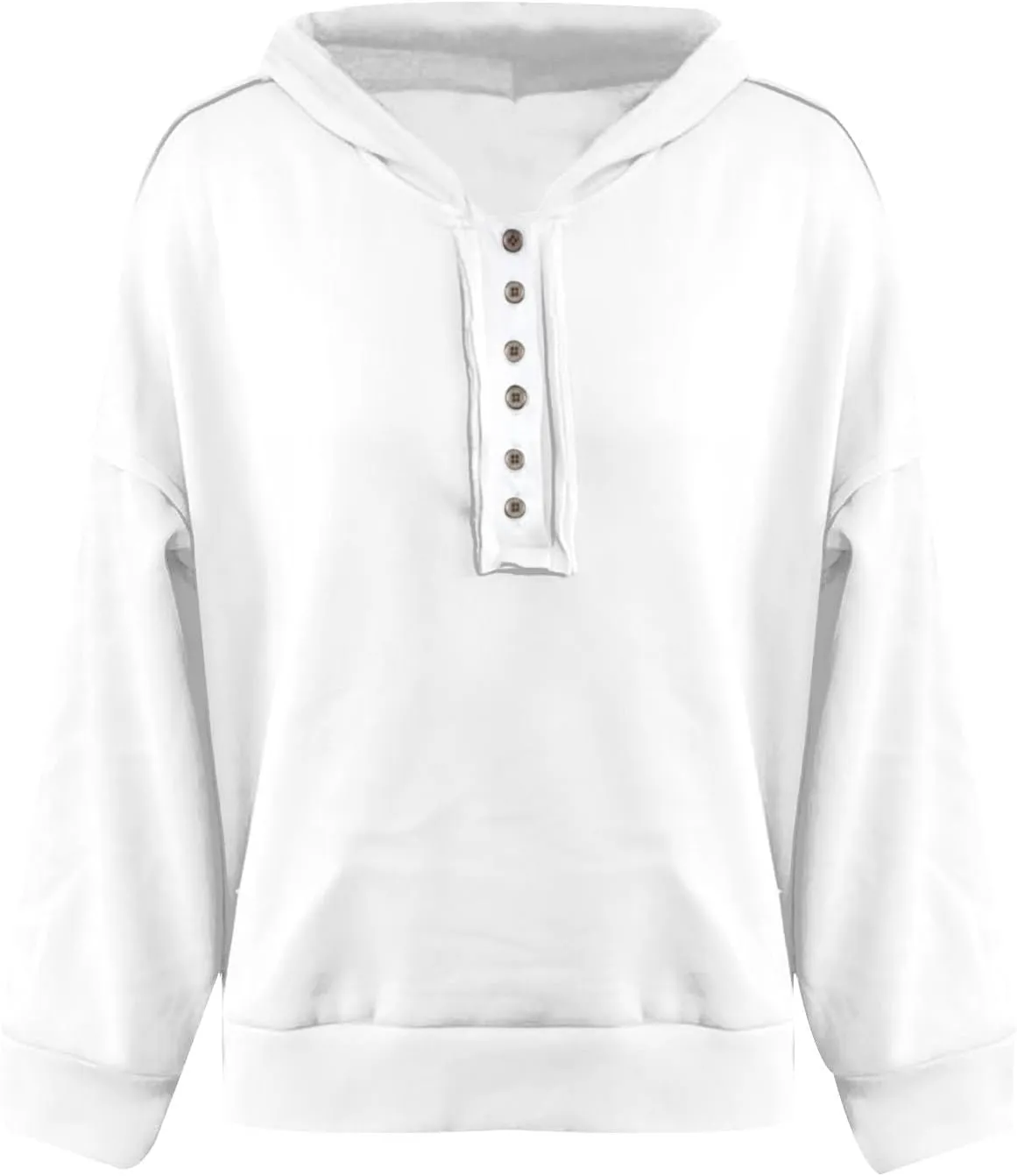 Womens Oversized Hoodies Button Down Long Sleeve Hooded Sweatshirts Fashion Solid Color Pullover Tops Fall Clothes 2024