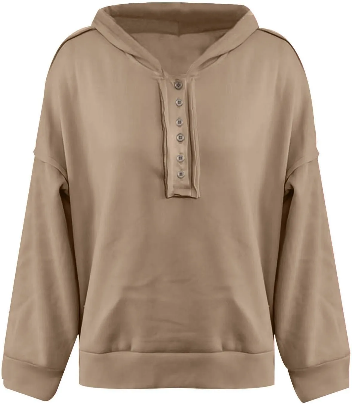 Womens Oversized Hoodies Button Down Long Sleeve Hooded Sweatshirts Fashion Solid Color Pullover Tops Fall Clothes 2024