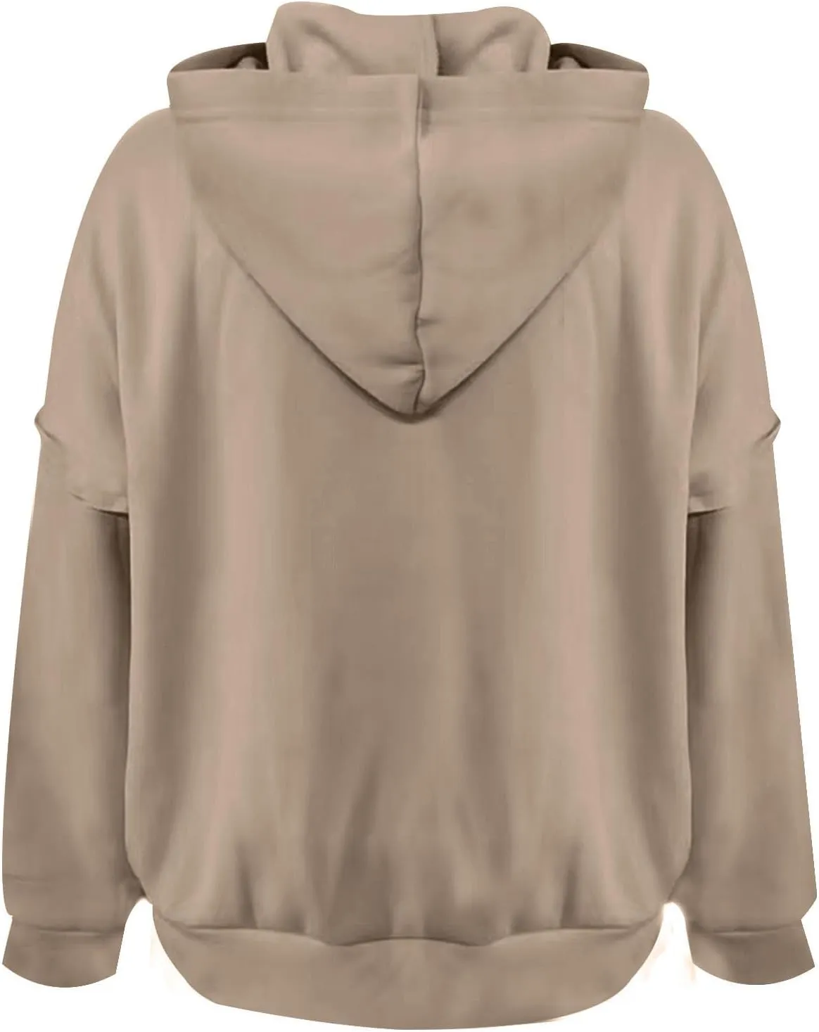Womens Oversized Hoodies Button Down Long Sleeve Hooded Sweatshirts Fashion Solid Color Pullover Tops Fall Clothes 2024